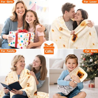 285 80 inches) CASOFU Burritos Tortilla Throw Blanket, White Elephant Gift for Adults Teens Kid Men Women, GSM Soft
