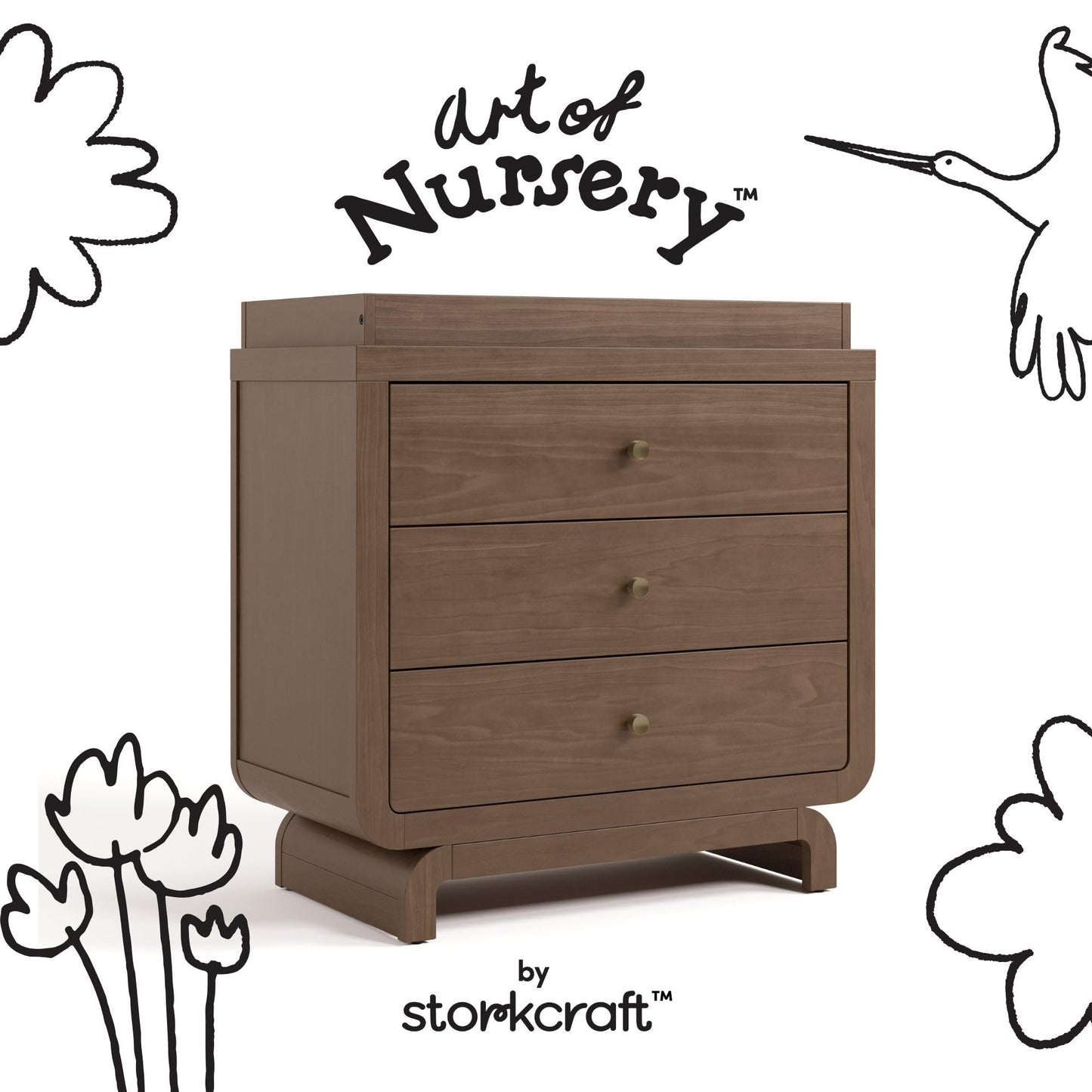 Storkcraft Santorini 3 Drawer Chest with Changing Topper (Hazelnut) – GREENGUARD Gold Certified, Award-Winning Premium Wood Dresser for Baby & Kids Bedroom with Interlocking Drawer System