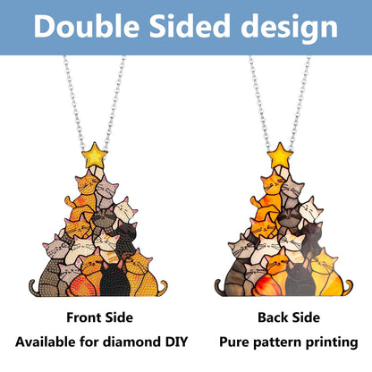Cat Hanging Diamond Art Kits for Adults, Cat Diamond Painting Suncatchers, 5D Gem Art, Sun Catchers Indoor Window Acrylic DIY Crafts for Gift Home Decor