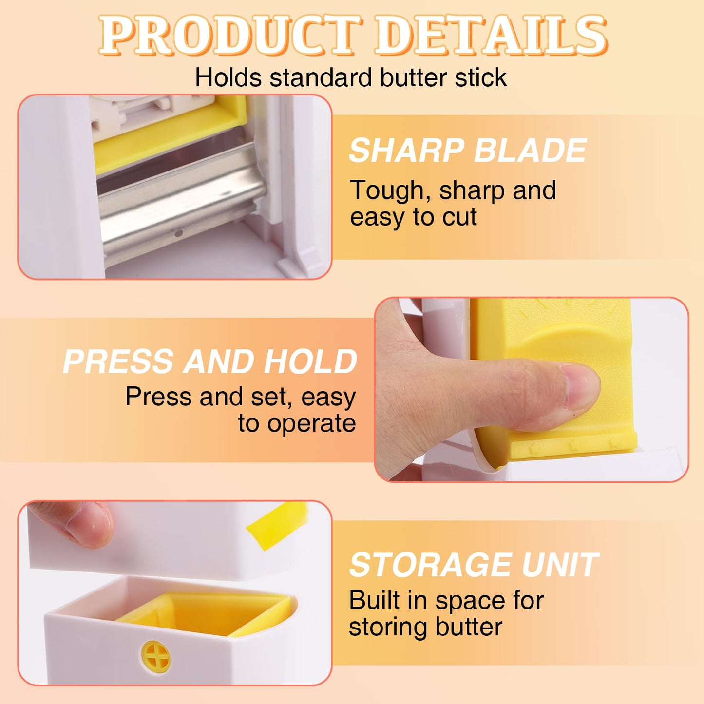 OPLCFO 2PCS Butter Cutter and Storage Case, Butter Stick Slicer for Bread Cakes Cookie