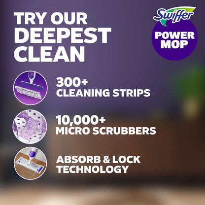 Swiffer PowerMop Multi-Surface Mop Kit - Effortless Floor Cleaning with Fresh Scent | Includes PowerMop, 2 Pads & Solution