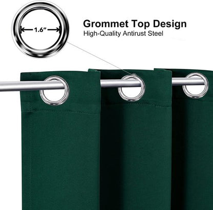 ChrisDowa Grommet Blackout Curtains - Thermal Insulated Room Darkening Panels (Forest Green, 52W x 95L)