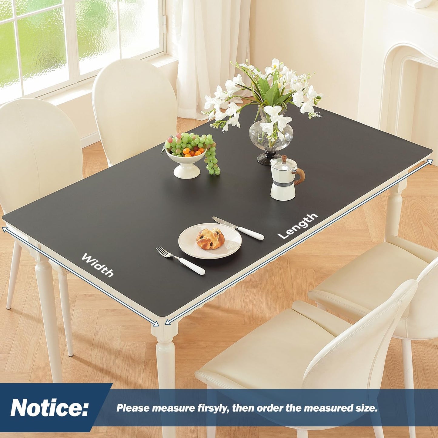 16 40 Inch, 1.5mm OstepDecor Black Table Protector x Thick Plastic Table Cover Protector, PVC Table Top Protector