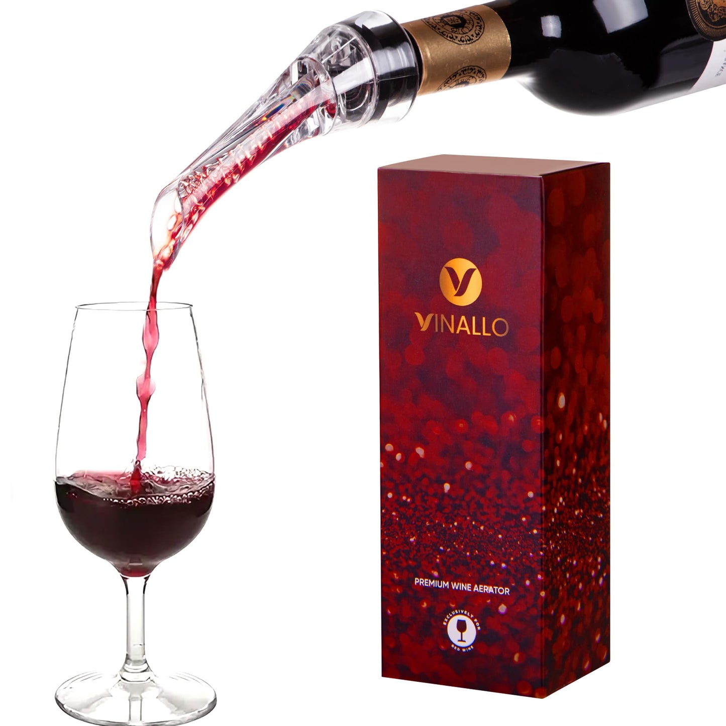 Wine Aerator Pourer Spout Diffuser - Wine Decanter with Aerator Attaches to Wine Bottle for Enhanced Flavor | Premium Quality Wine Air Aerator with Reusable Silicone Wine Stopper | No Drip or Spill