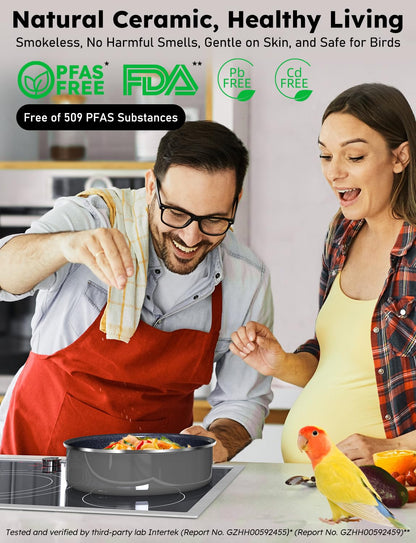 Pro DUXANO Ceramic Pots and Pans Set & 2026 Upgraded Hybrid 3-Ply Stainless Steel Frypan, 2X Non Stick, High Heat Sear, PFAS PTFE PFOA Free Non Toxic Induction Cookware,Removable Handle,Oven Safe,12PC
