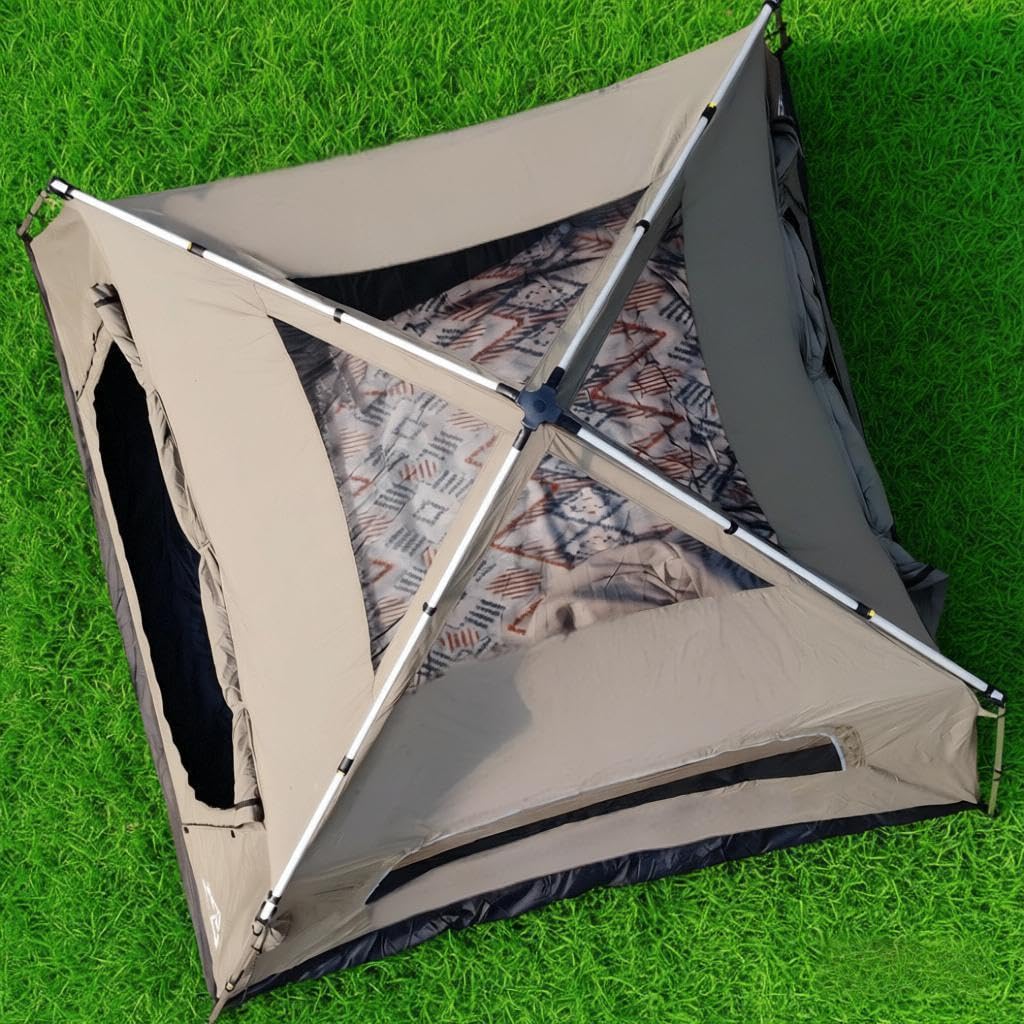 Trend Tents Instant Pop Up Camping Tent for 2-4 People 9.8x9.8ft Cabin Tent with 8ft Standing Height, Waterproof Rainfly, 300GSM Poly-Cotton Canvas, Automatic Setup for Glamping & Family Camping