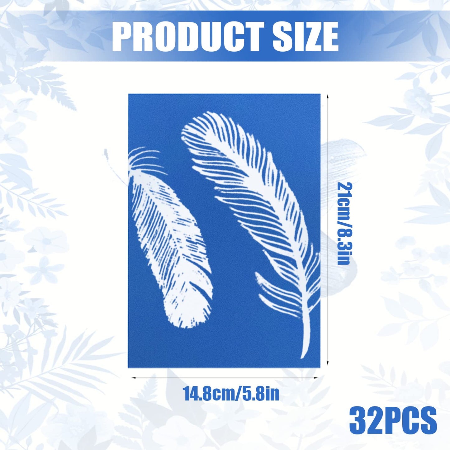 KINBOM 32pcs Cyanotype Paper, Sun Print Paper Light Sensitive Paper Photography with Acrylic Sheet for DIY Crafts Projects