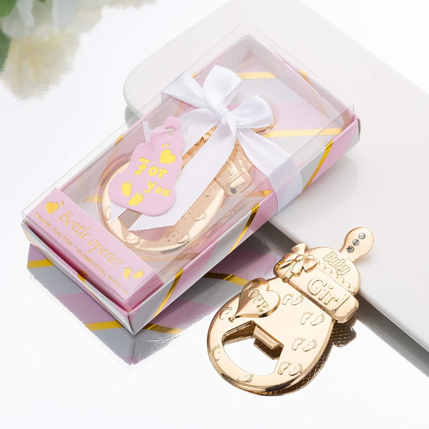 24 Pcs New Pink Baby Bottle Openers for Baby Shower Favors Party Return Gifts for Guests,Baby Girl Shower Party
