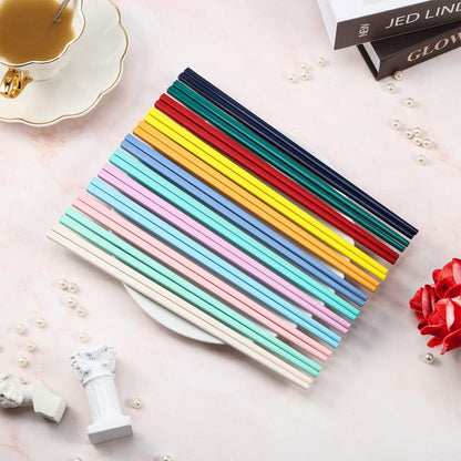 Boao 12 Pairs Colorful Chopsticks 9 Inch Reusable Fiberglass Chop Sticks Bulk Dishwasher Safe Lightweight Chopsticks Set Party Favor(Multicolor)
