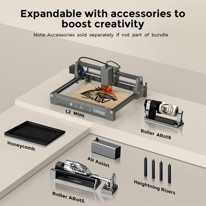 Laser Engraving Machine 10W 10000mW L2 Pre-Assembled Desktop Laser Engraver Cutter ±0.01mm High-Precision Wireless APP Supported for DIY Metal Wood Acrylic Leather Glass Fiber(Class 1) (10W)