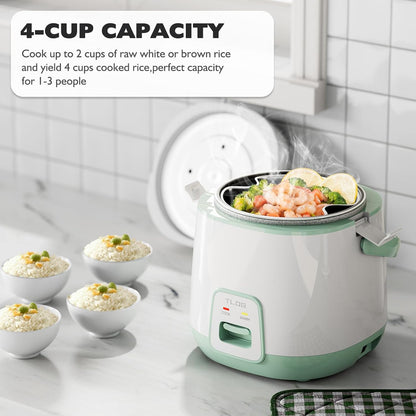 2-Cup Uncooked(4-Cup 1.2L 1-3 TLOG Mini Rice Cooker cooked), Healthy Non-stick Coating Small Rice Maker for People