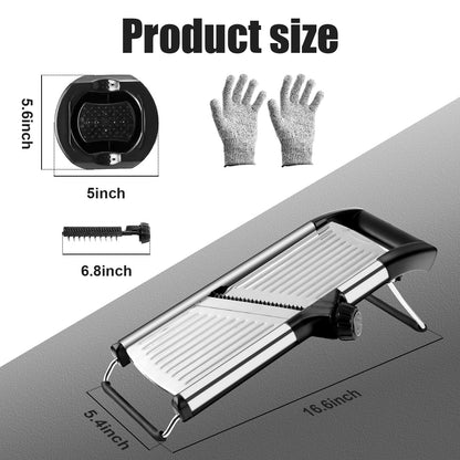 NIOSAVM commercial Mandoline Slicer,Stainless Steel Vegetable Slicer,non-slip mandoline slicer for kitchen,Keto,Potato,cucumber,4 Blades & Cut-Resistant Gloves(Includes Brush & Cloth).