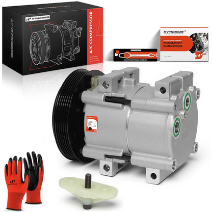 A-Premium A/C Compressor with Clutch Compatible with 4.9L 7.5L 1989, Ford F-150, F-250, F-350, F-53 Motorhome Chassis, Bronco