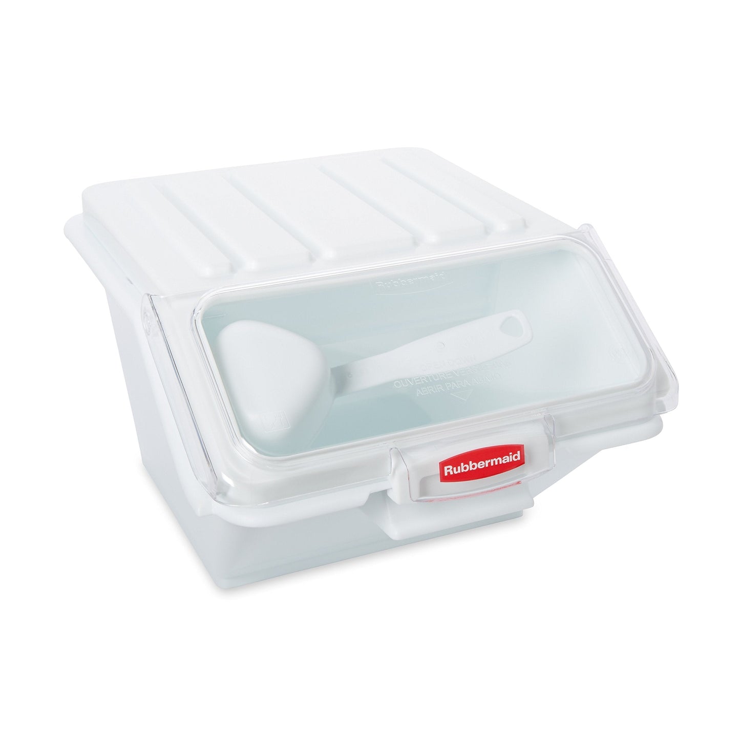 Rubbermaid Commercial Products ProSave Shelf Food Ingredient Bin with Scoop 40-Cup White Kitchen Food Storage Sugar/Grains/Rice/Baking Supplies