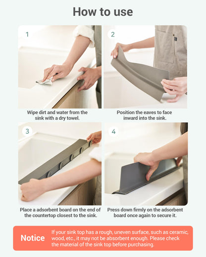 DEARCUS Kitchen Sink Splash Guard 23 Inch – Soft Silicone Water Shield Keeps Clothes & Countertops Dry, Strong Suction Non-Slip, No More Wet Sleeves or Sore Arms – Dishwasher Safe, Easy Install (Gray)