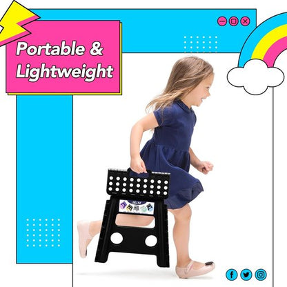 Delxo Folding Step Stool - Non-Slip, Lightweight Design | 13 Inch, 300 LBS Capacity, Black (2 Pack)