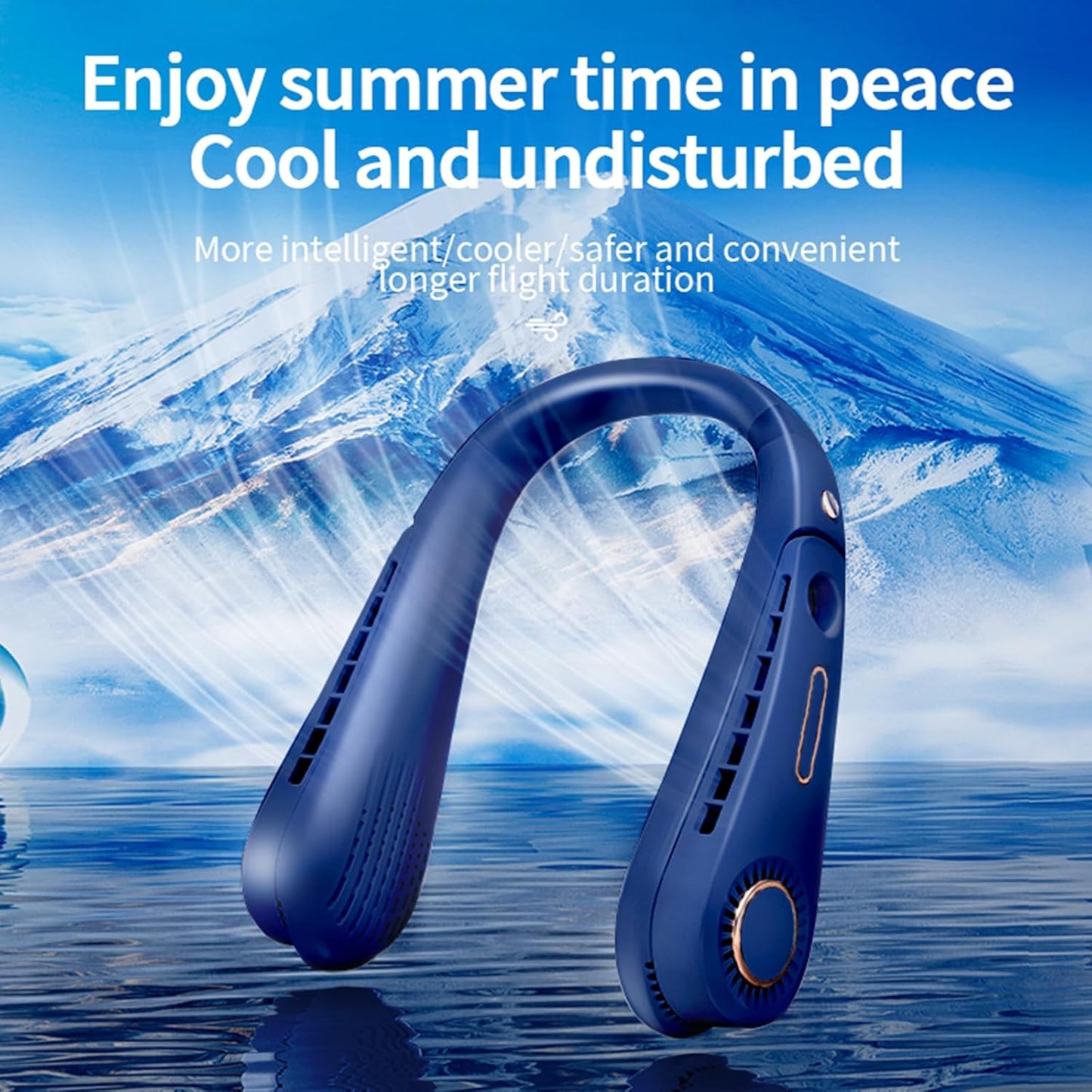 Neck Fan, 4000mAh Battery Power, Portable USB Charging Neck Fan, 5 Gear Adjustable Fast Cooling, Super Quiet