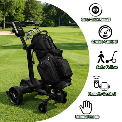 Icango caddy G5 Electric Golf cart,Electric Golf Push Cart Auto Follow You, 45 Holes Battery,Remote/APP/Manual Control,Anti-Tipping,Electric Golf Push cart with Remote,Umbrella,& Phone Holder
