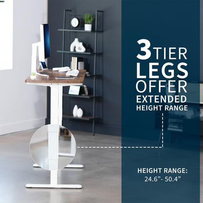 VIVO Electric 60 x 24 in Dual Motor Sit Stand Desk, Memory Height Adjustment, 2B Series, Rustic Vintage Brown Top White Frame, DESK-KIT-2W6N
