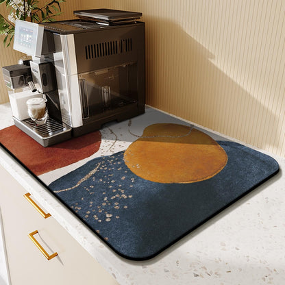 Coffee Bar Mat Rubber Dish Drying Mat for Kitchen Counter, Decorative Coffee Shop Accessories 23.5x15.5in