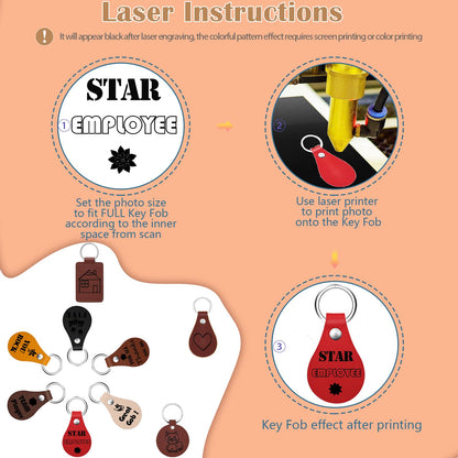 iFForce 90 Pcs Lasable Engravable Blanks - Leatherette Iron on Hat Patches & PU Leather Key Fob Kit for DIY Custom Laser Engraving Craft Gifts