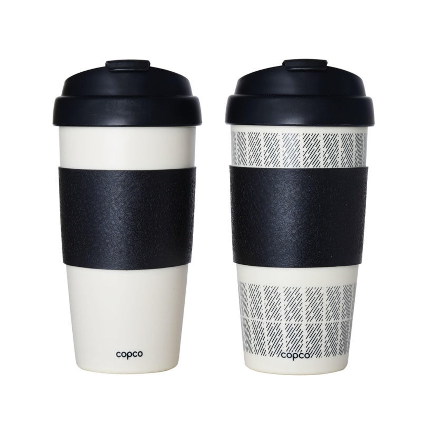 Copco 5237160 Reusable, Insulated Double Wall Travel Mugs 16-ounce White/Black , 2 Count ( Pack of 1)