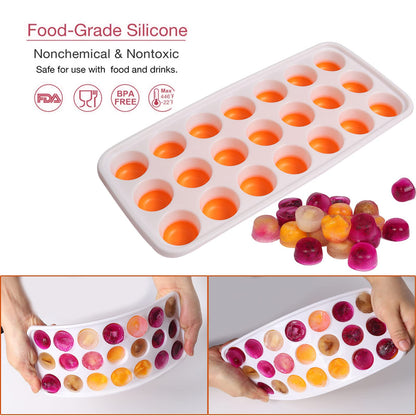 Select4U Ice Cube Trays with Lids BPA Free, 4Pack Easy Release Silicone Ice Cube Trays for Freezer 84 Sphere Ice Tray with Stackable No Spill Covers, Dishwasher Safe,Orange&Yellow
