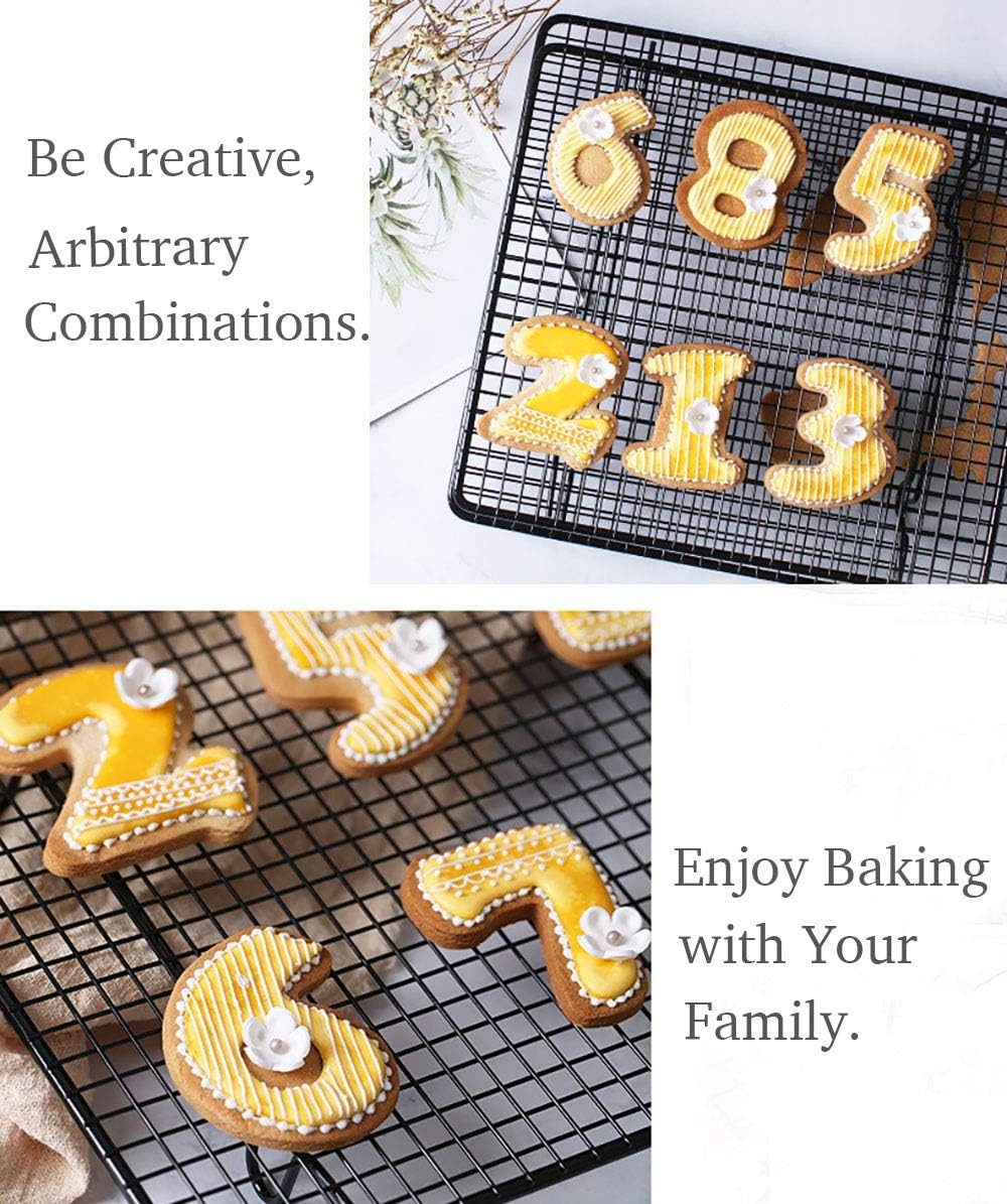 Large Number Cookie Cutters Set - 9 Piece Stainless Steel 3 Inch Numbers for Kitchen Baking