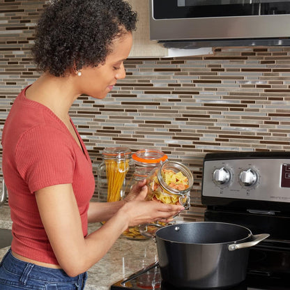Home Basics 4 Piece Canister Set for Kitchen, Clear Glass with Metal Latches & Silicone Seals