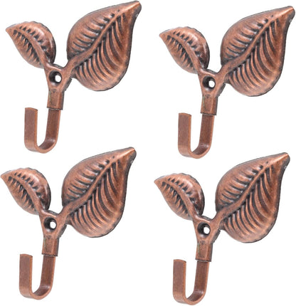Leaf Wall Hooks 4 Sets, Black Coat Hooks, Decorative Wall Hat Hook, Office Wall Hanging Screw Iron Coat Hook
