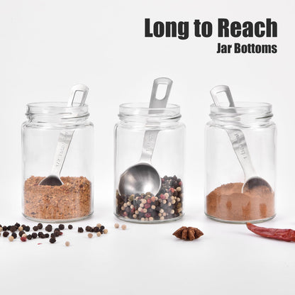 Doosu Measuring Spoons Set of 5-18/8 Stainless Steel Heavy Duty Teaspoons Tablespoons with Engraved Metric & US Measurements, Metal Measure Spoon for Dry and Liquid Ingredients, Dishwasher Safe