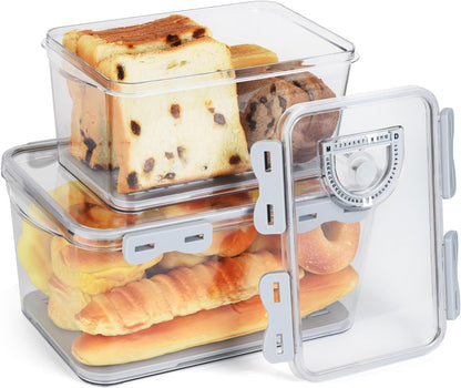 2 Counter OTraki Bread Storage Container Pcs Bread Boxs for Kitchen Bread Saver Container Airtight Homemade Bread Loaf