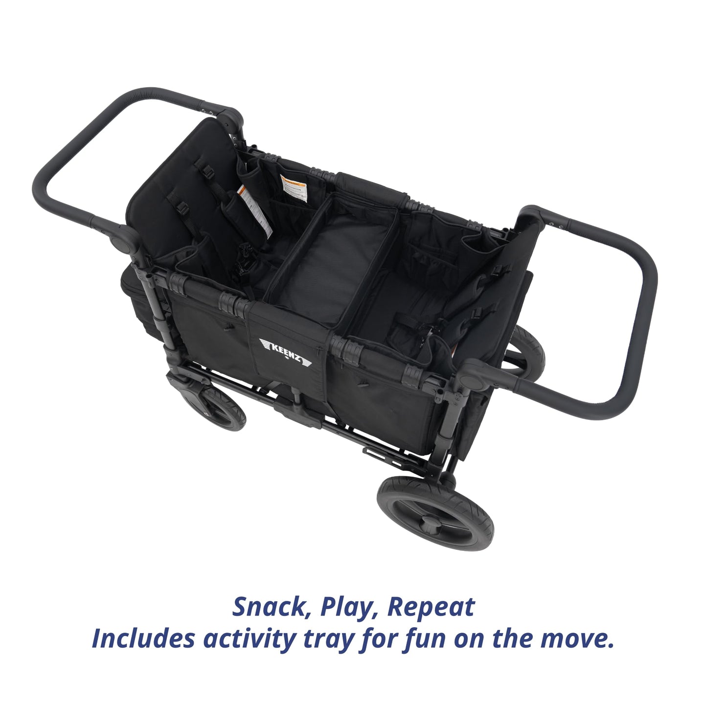 Keenz MOOV 2-Passenger All-Terrain Stroller Wagon with Reclining Seats, Cooler Bin, Push/Pull Handle, and Rubber Wheels – Foldable Wagon for Kids and Toddlers, Black