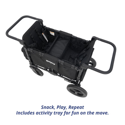Keenz MOOV 2-Passenger All-Terrain Stroller Wagon with Reclining Seats, Cooler Bin, Push/Pull Handle, and Rubber Wheels – Foldable Wagon for Kids and Toddlers, Black