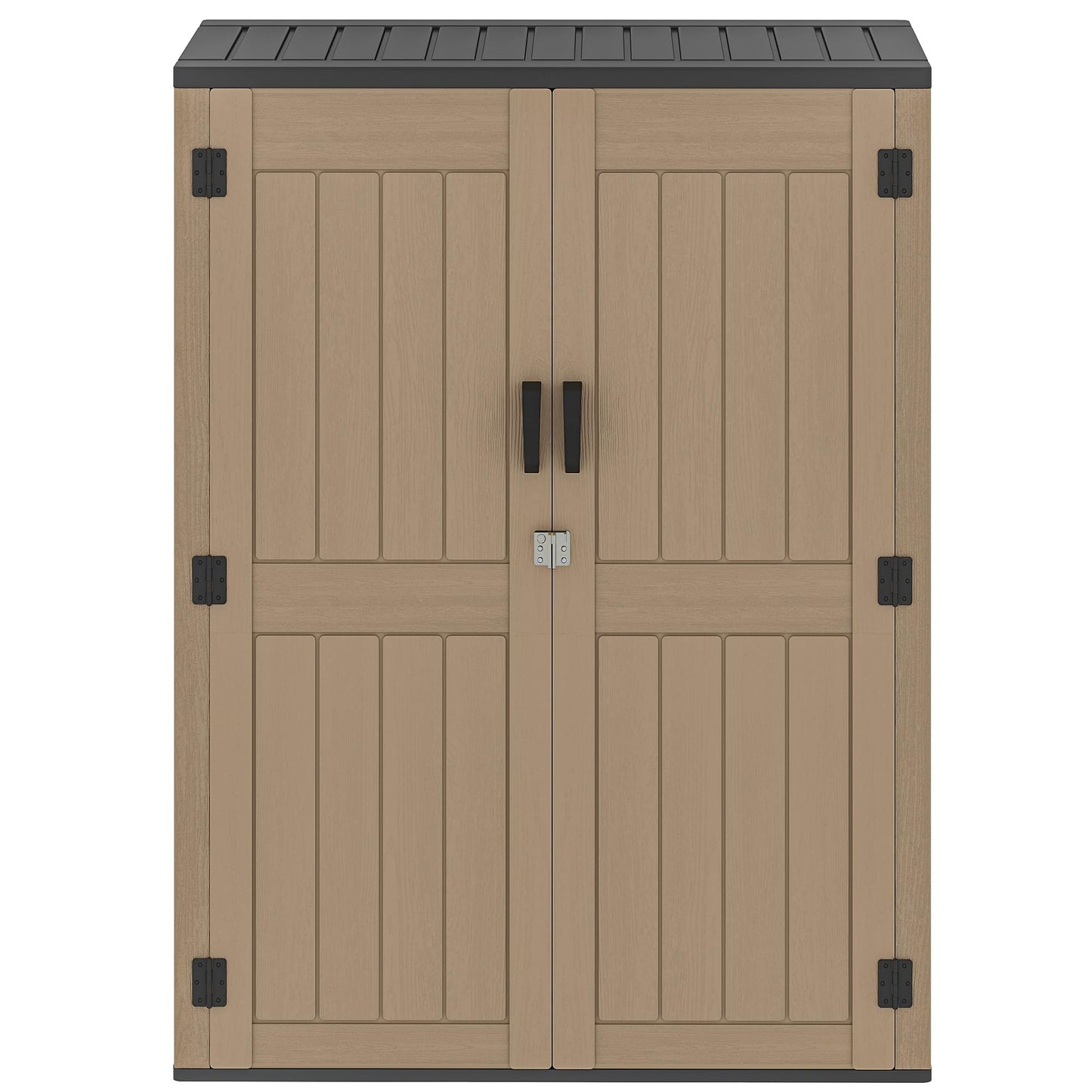 DWVO 59 Cu. Ft. Vertical Storage Shed, Weatherproof Outdoor Tall Cabinet with Double-Wall Panels and Floor, Lockable Resin Shed for Garden, Garage, Patio,Brown (Shelves Not Included)