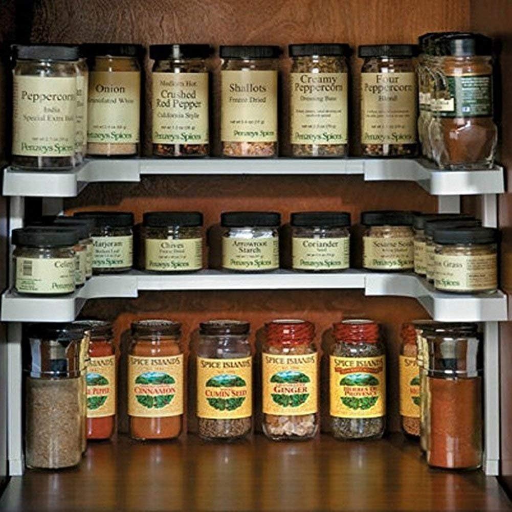 Adjustable Spice Shelf Organizer - Quality Kitchen Spice Rack, Makeup Cosmetics Stand, Bathroom Organizer