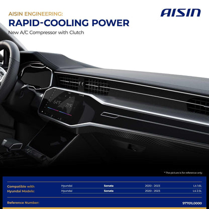 AISIN AFTERMARKET ACCHY-00432 Air Conditioner AC Compressor - Compatible with Hyundai Sonata 2020-2023 1.6L 2.5L - with 6-Pulley Groove, with Clutch