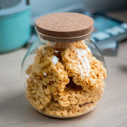 DNIENKGE 17oz Spherical Glass Jar with Cork Lid Airtight - Kitchen Glass Jar for Preserving and Storing candy, tea, Coffee, Spice, flour, Beans etc (2)