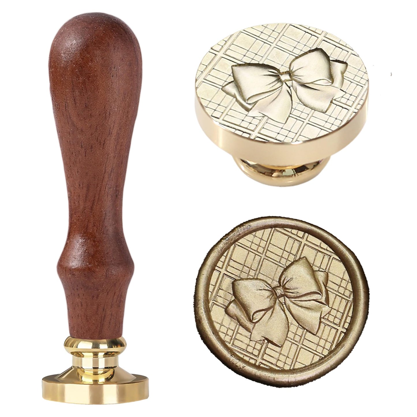Ychostamp Wax Seal Stamp - Bow Sealing Wax Stamp,Ribbon and Checkered Pattern for Journaling, Holiday Cards, and Vintage Stationery (Bow Style B)
