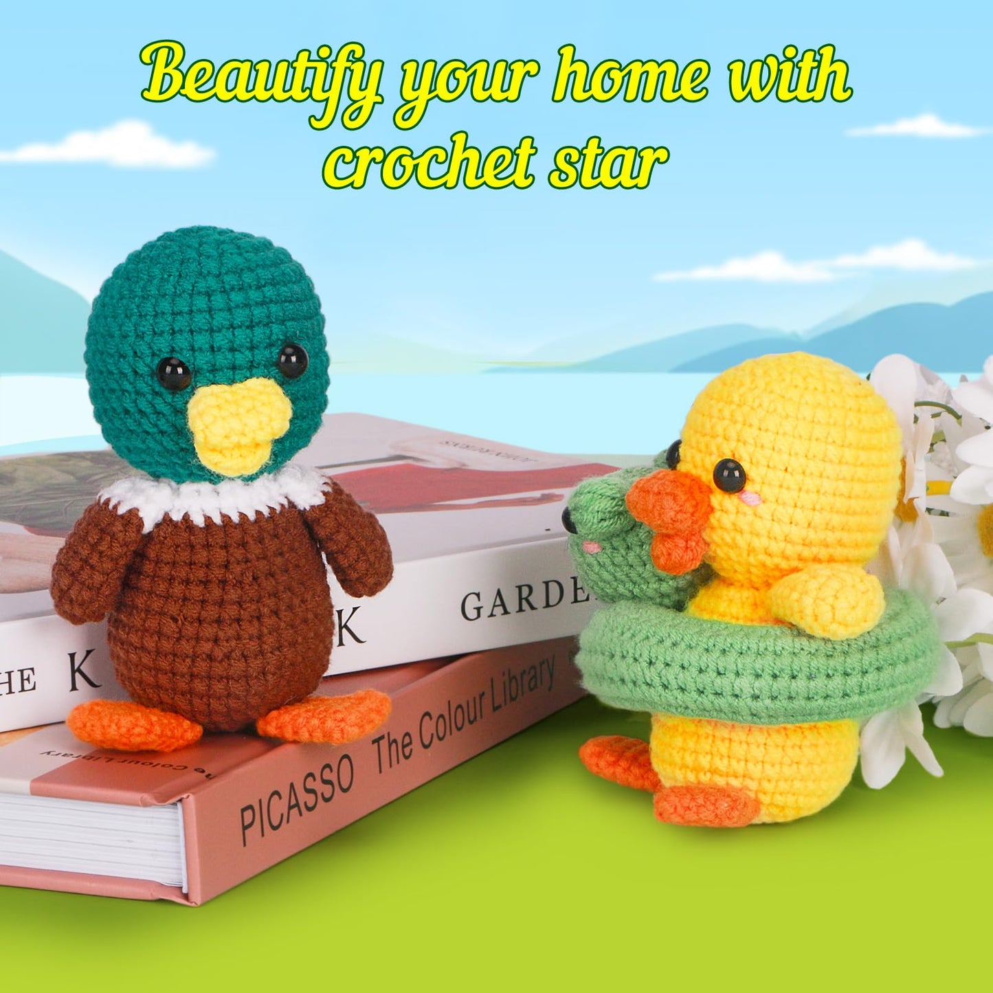 ekaus Crochet Kit for Beginners, Crochet Kit with Step-by-Step Video Tutorials, Crochet DIY Knitting Supplies for Adults, Crochet Ducks(45%+ Yarn)