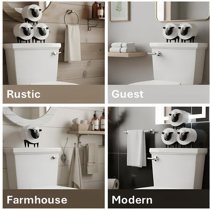 Sheep Toilet Paper Holder 3-Pack, Black Sheep Funny Bathroom Decor, Free Standing Cute Animal Holder, Stylishly Store Extra Toilet Paper, Modern Farmhouse Decor, No Assembly, Funny Gifts