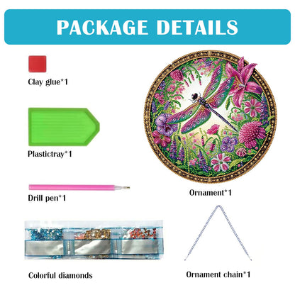 C'eitura DIY Flower Dragonfly Diamond Art Round Shape Hanging Pendant Kits for Home Decor, Unique Gift for Women & Teens
