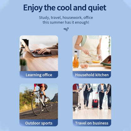 Neck Fan, 4000mAh Battery Power, Portable USB Charging Neck Fan, 5 Gear Adjustable Fast Cooling, Super Quiet
