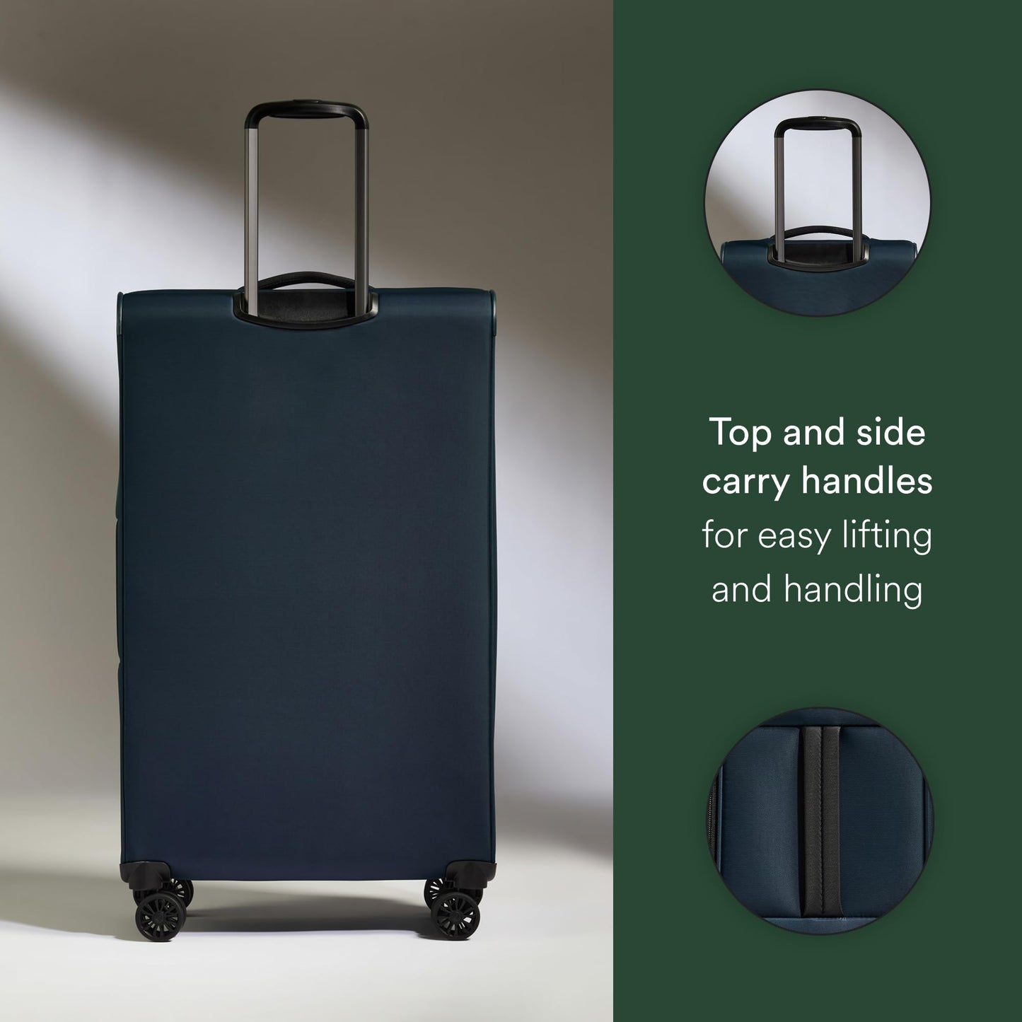 ANTLER - Soft Stripe Large Luggage - 31" Softside Suitcase, Durable, Lightweight & Expandable, 4 Spinner Wheels - Adjustable Handle, TSA Lock, Indigo Blue