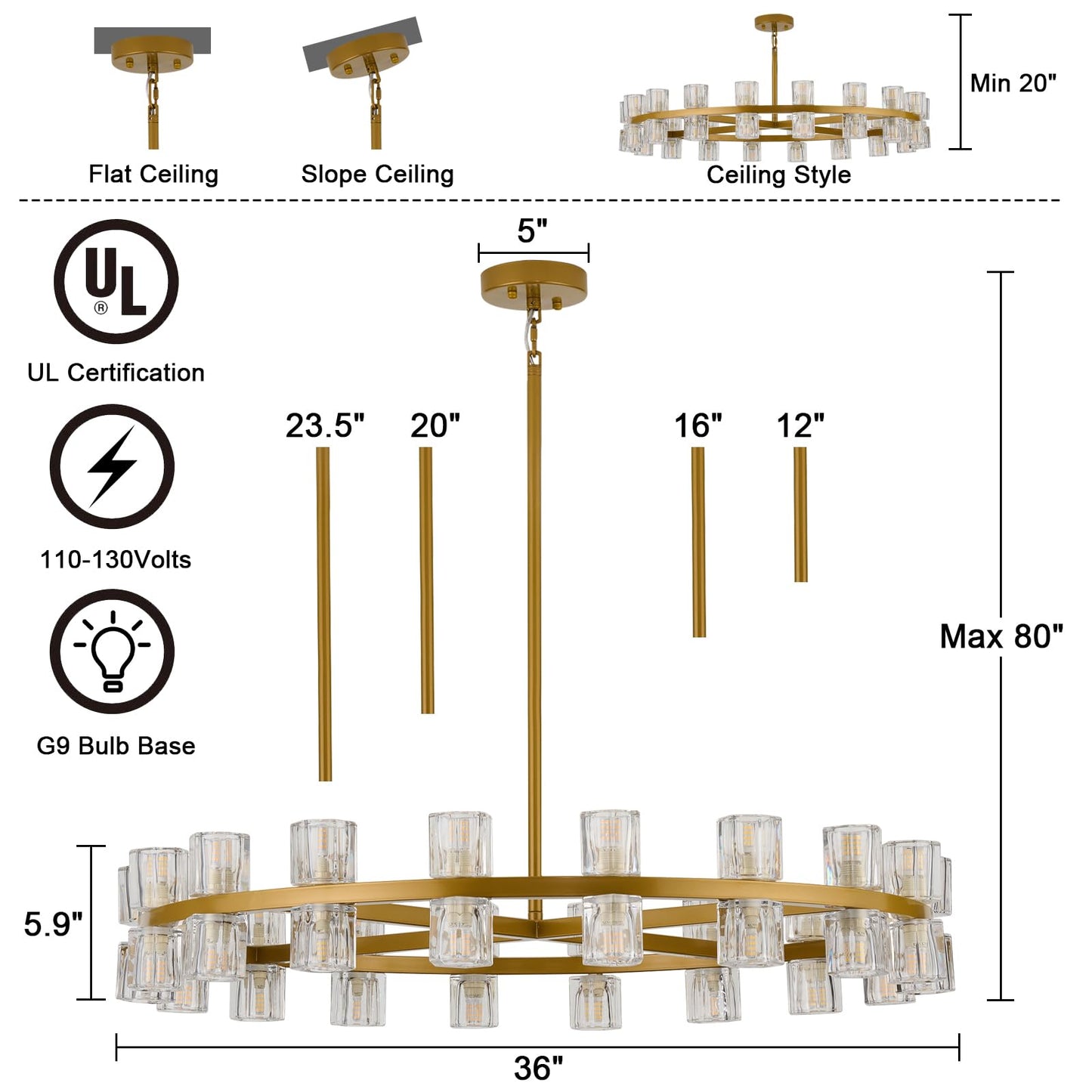 MeiYDeng 36 Inch Gold Crystal Wagon Wheel Chandelier, Modern Farmhouse Round 36-Lights Pendant Lighting Fixture, for High Ceilings Living Room, Bedroom, Foyer