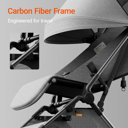 MAMAZING Ultra Air Lightweight Baby Travel Stroller with Carbon Fiber Frame, Compact & Airplane-Friendly, One-Handed Fold, 11.6 lbs, Perfect for Toddlers, Organizer & Cushion Included, Grey