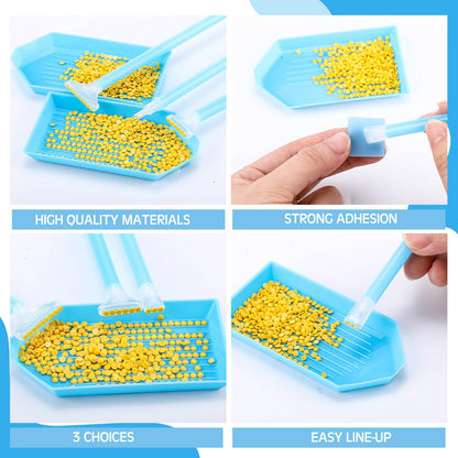 Affrolling 180 Pcs 5d Diamond Art Painting Tools and Accessories Kits Include Drill Pens with 3 Drill Sizes, Plastic Diamond Trays, Glue Clay, Rhinestone Art Painting DIY Accessories(Blue)