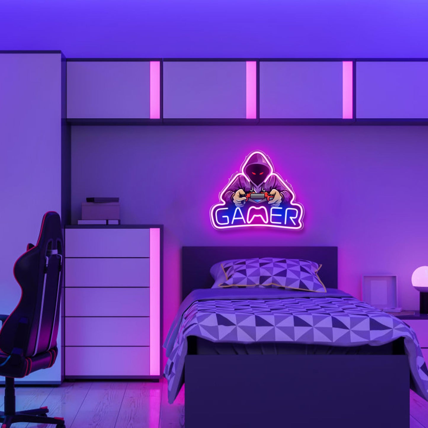 Kavaas Gamer Neon Sign, Game Controller LED Sign for Gaming Room Decor - Game Neon Sign for Teen Boy Room Decor - Best Gamer Gifts for Boys, Kids