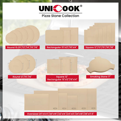 Unicook 12 Inch Round Pizza Stone, Heavy Duty Cordierite Bread Baking Stone for RV Oven, Grill and Toaster Oven, Ideal for Baking Crisp Crust Pizza, Bread, Cookies and More