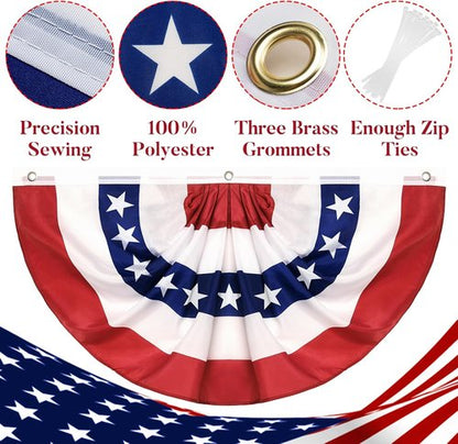 American Flag Bunting by 4Pack - 4th of July Patriotic Decorations | 2x4 FT Pleated Fan Flags